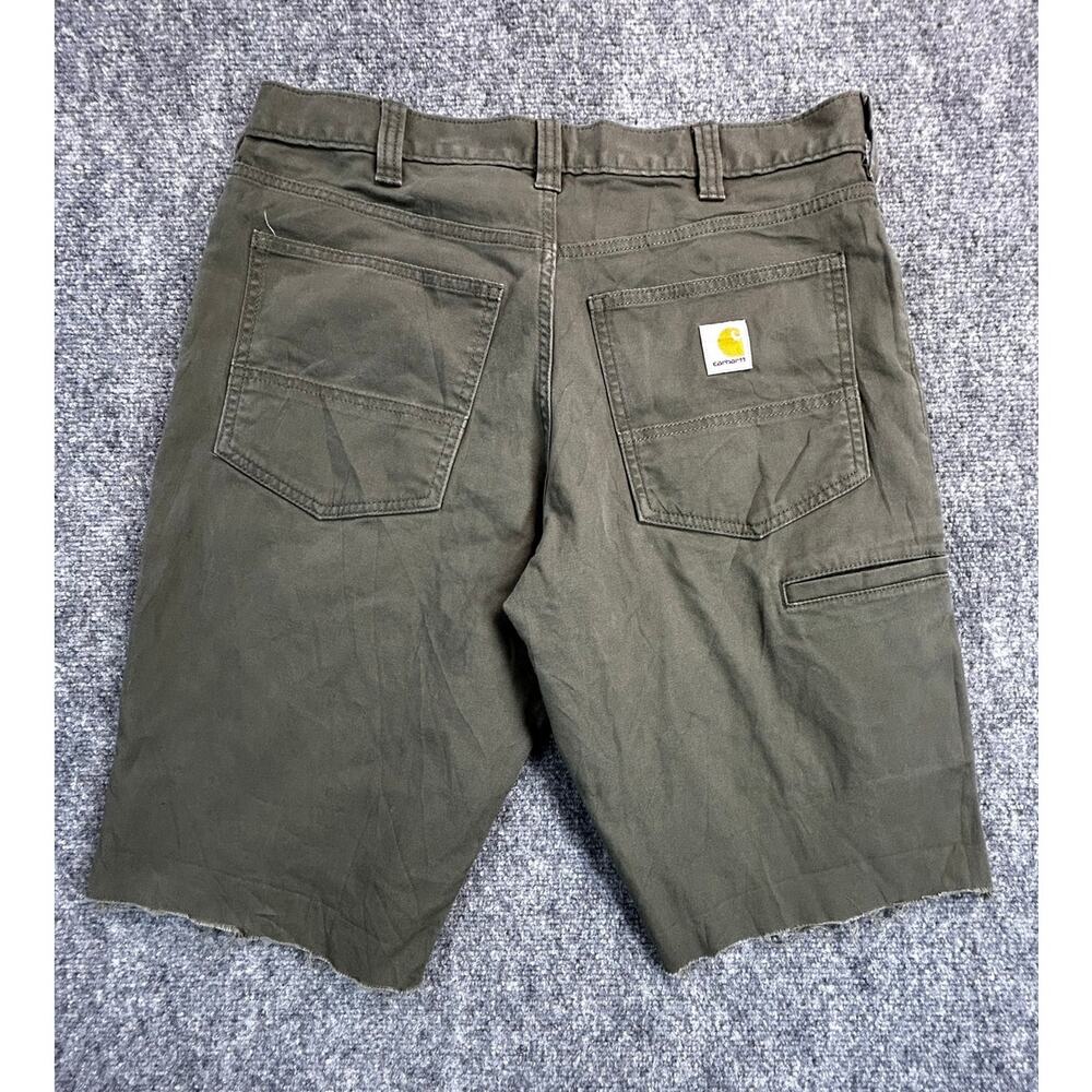 Carhartt Relaxed Fit Cargo Cut Off Shorts Olive Green Men's Size 33 Canvas - Picture 2 of 6